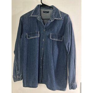 Regatta Women's Small Denim Long Sleeve Top Embroidery VTG Retro Y2K Aesthetic